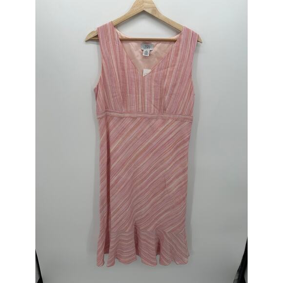 Ann Taylor Vintage Dress Women Size 12 Pink 90s Asymmetrical Midi NWT Coquette - Picture 1 of 9